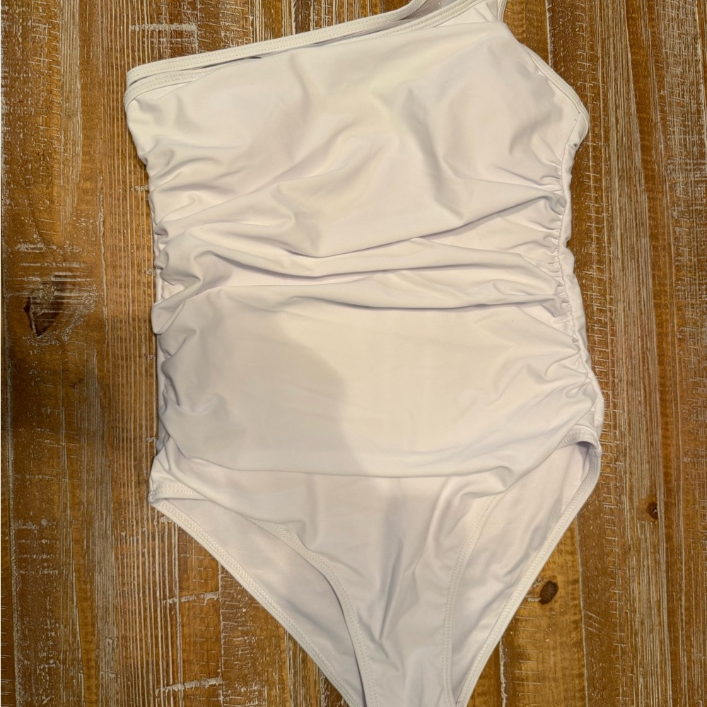Amazon Women's One Shoulder White Swim One Piece